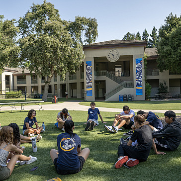 Students gather on the Quad during 9th Grade Orientation
